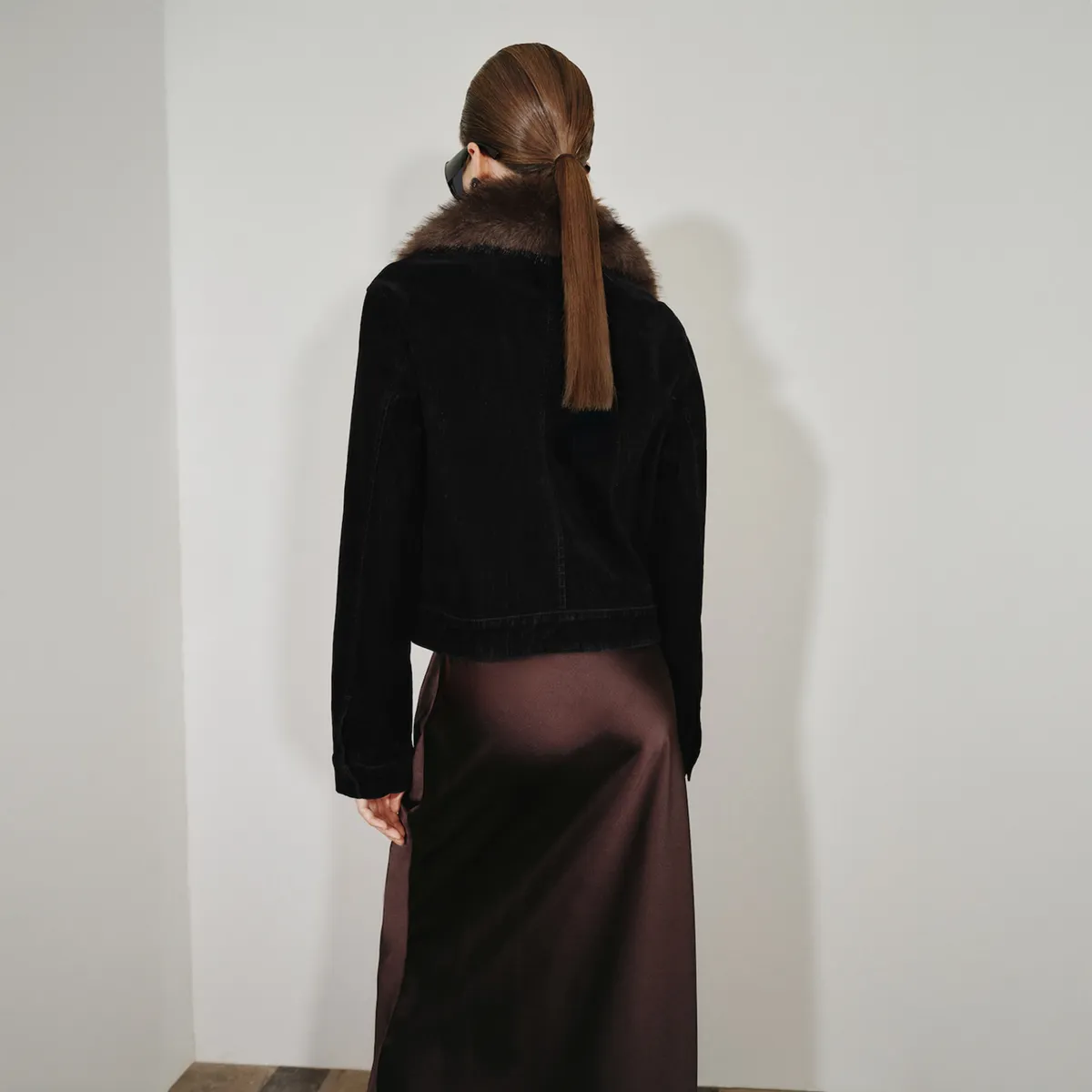 MANGO - Chaqueta Terciopelo Cuello Pelo Mujer Mango