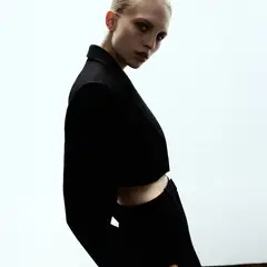 MANGO - Blazer Traje Lana Crop Mujer
