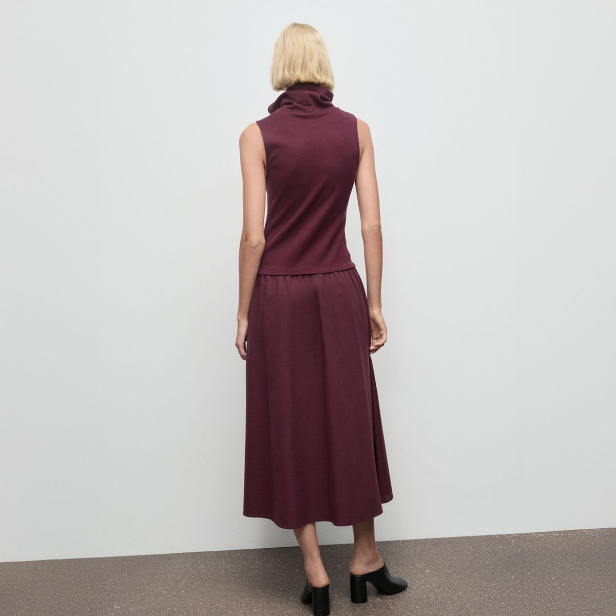 MANGO - Vestido Cuello Embudo Combinado Mujer Mango