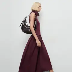 MANGO - Vestido Cuello Embudo Combinado Mujer