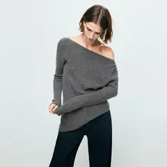 MANGO - Sweater Asimétrico Detalle Metálico Mujer