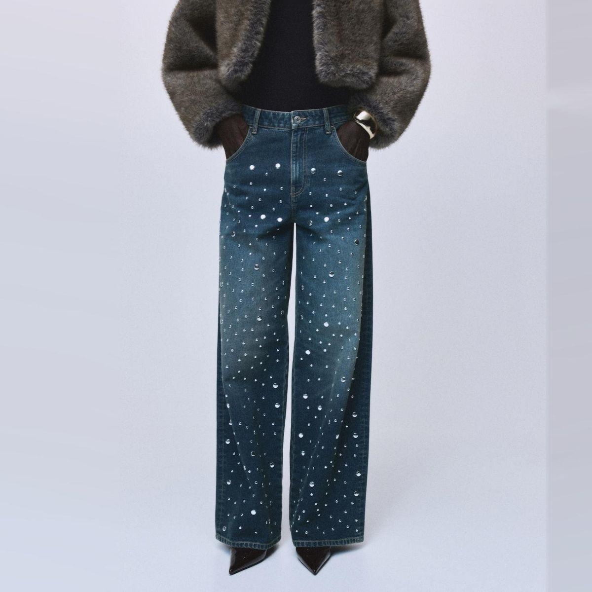 MANGO - Jeans Straight Tachuelas Mujer Mango