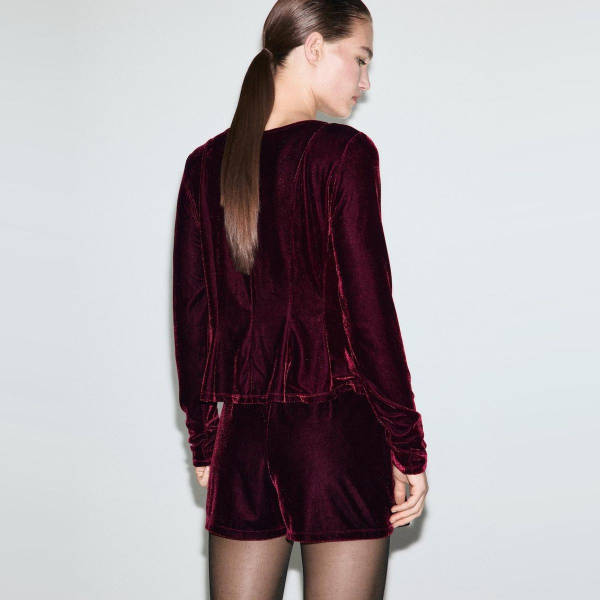 MANGO - Blusa Terciopelo Lazos Mujer Mango