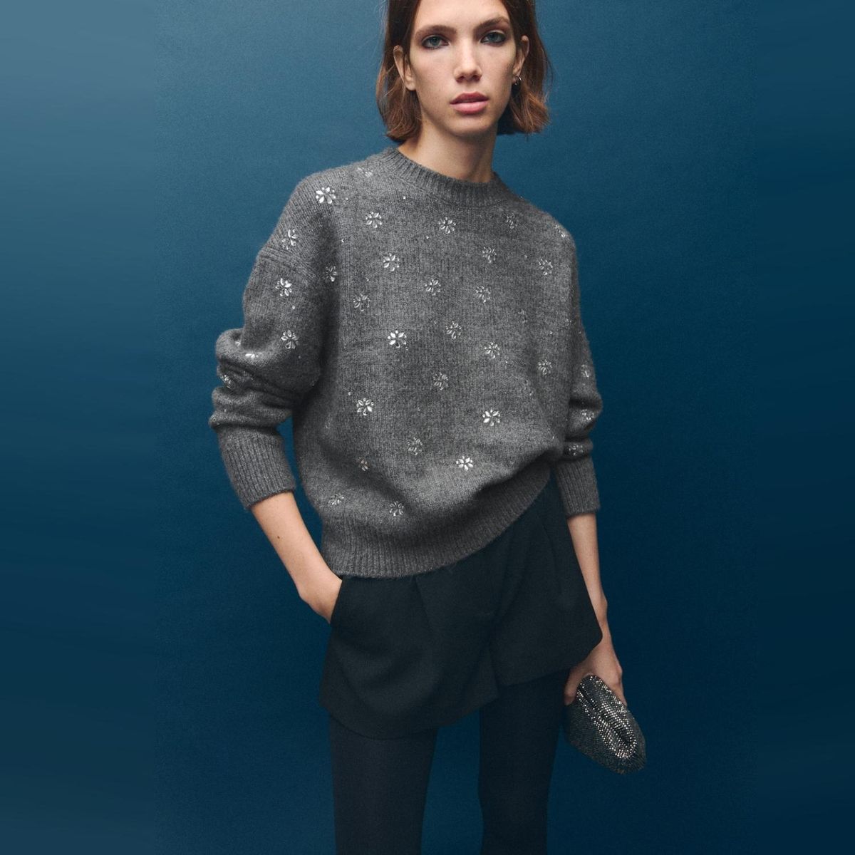 MANGO - Sweater Detalle Cristales Mujer Mango