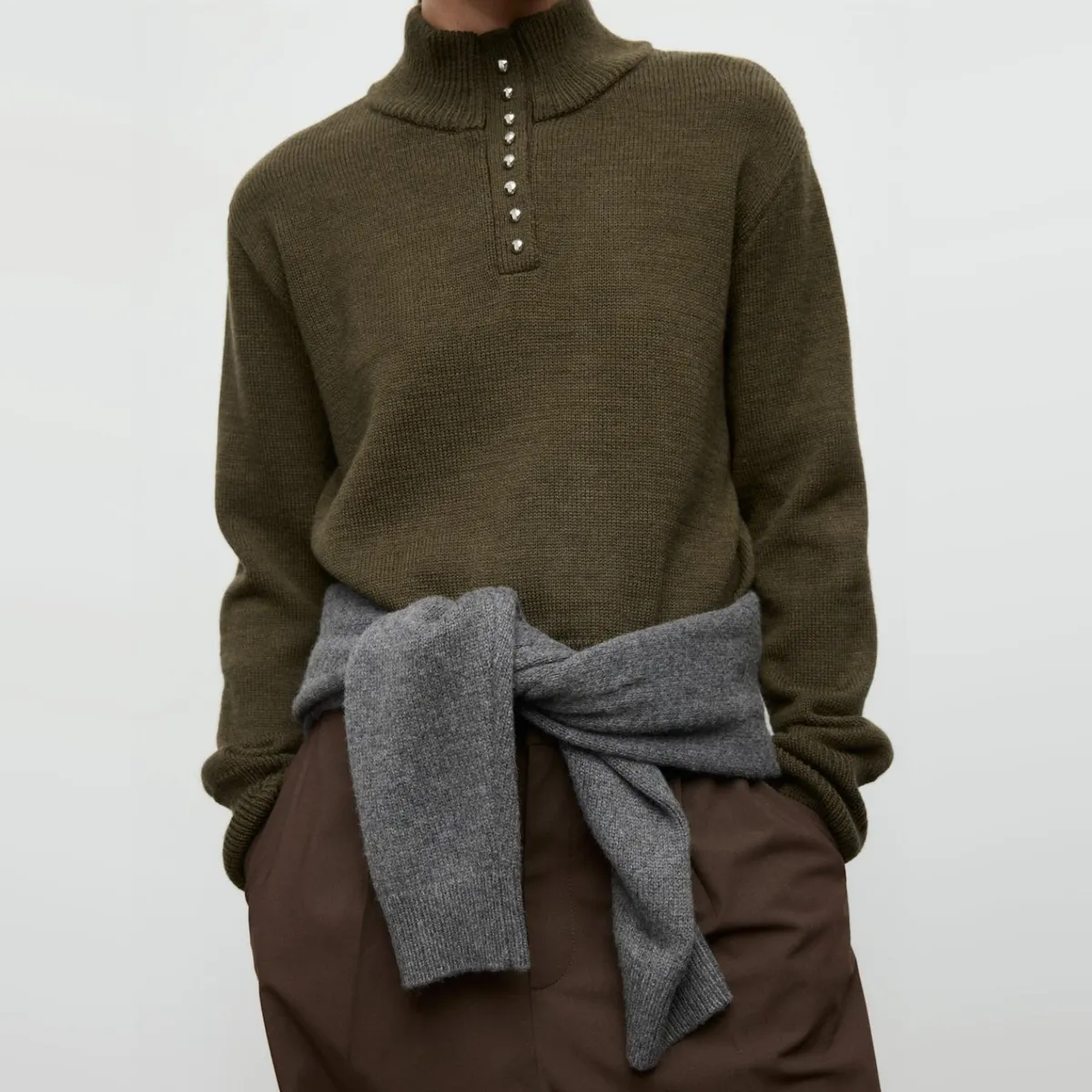 MANGO - Sweater Cuello Perkins Botones Mujer Mango