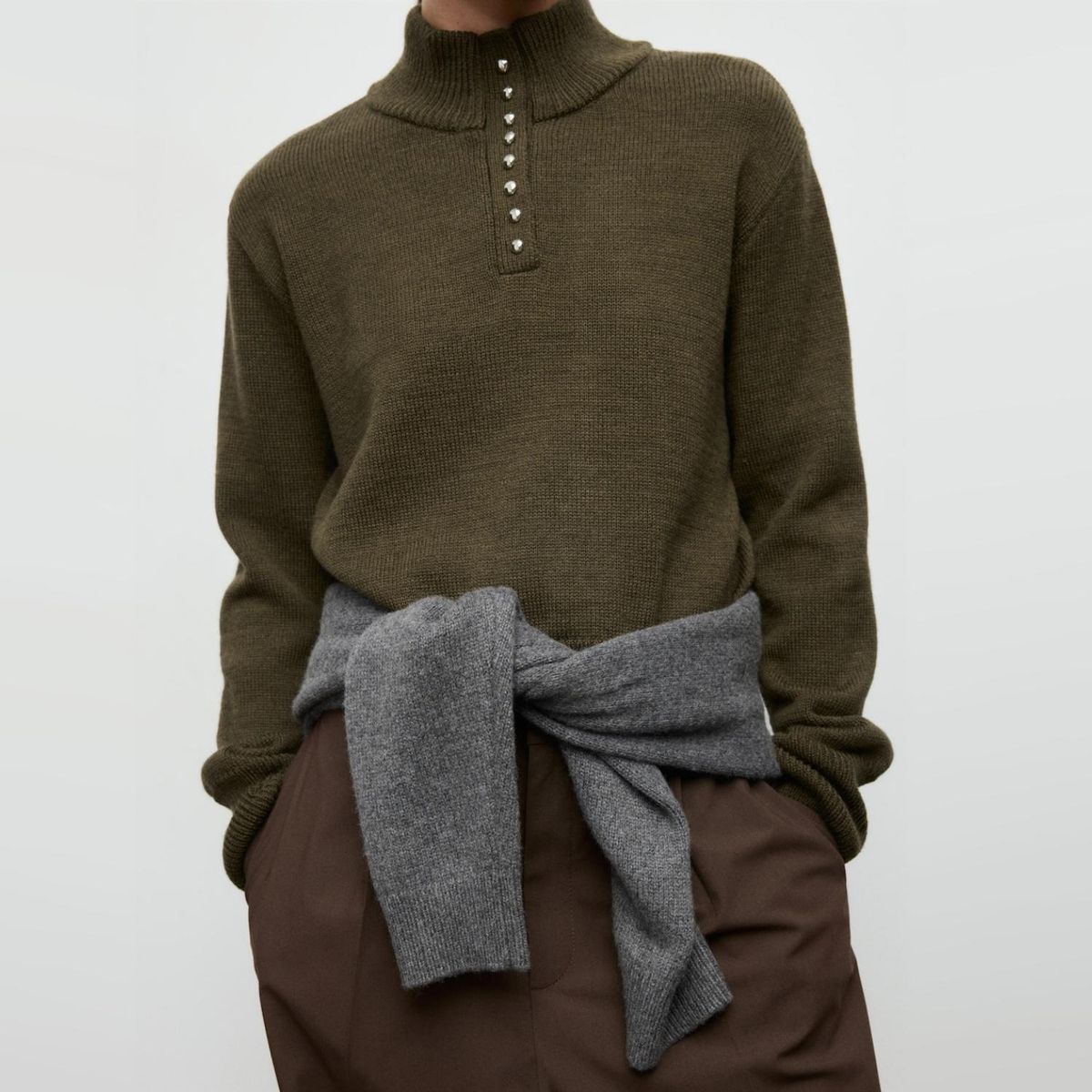 MANGO - Sweater Cuello Perkins Botones Mujer Mango