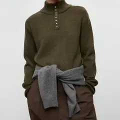 MANGO - Sweater Cuello Perkins Botones Mujer