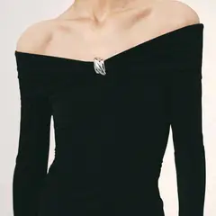 MANGO - Polera Palabra De Honor Detalle Metálico Mujer