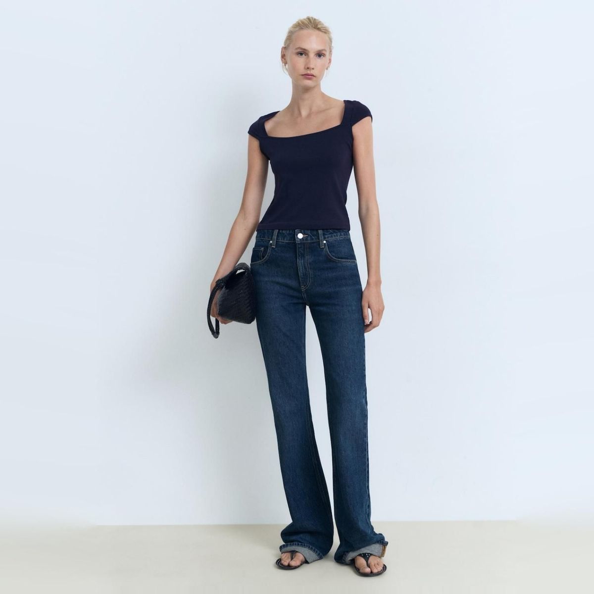 MANGO - Polera Algodón Cuello Escotado Mujer Mango