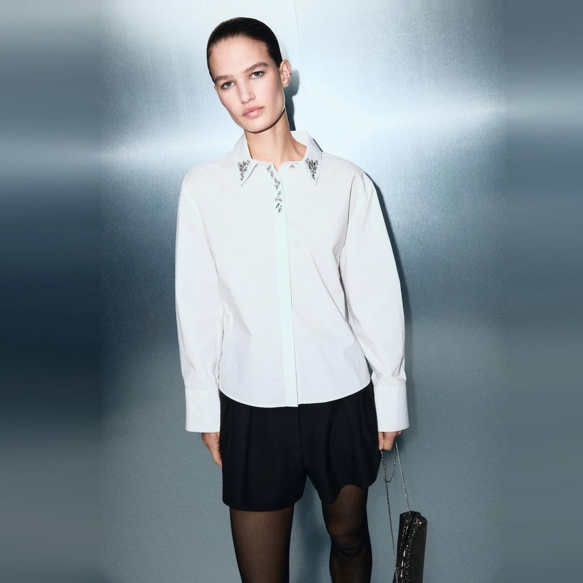 MANGO - Camisa Detalle Cristales Mujer Mango