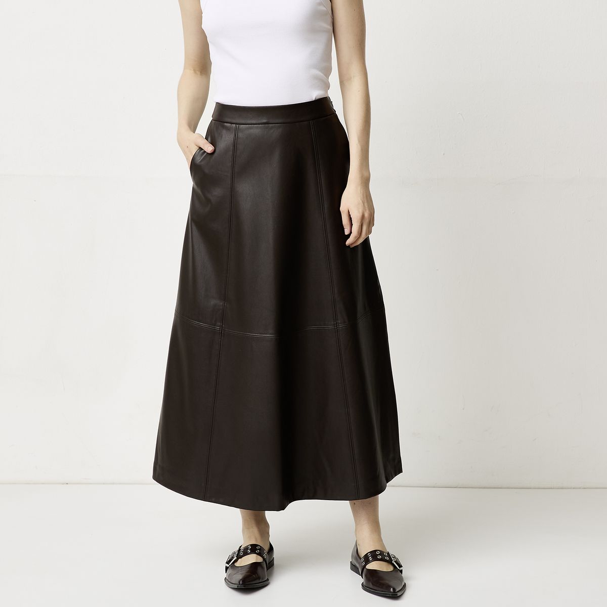 VERO MODA - Falda Larga Efecto Piel Mujer Vero Moda