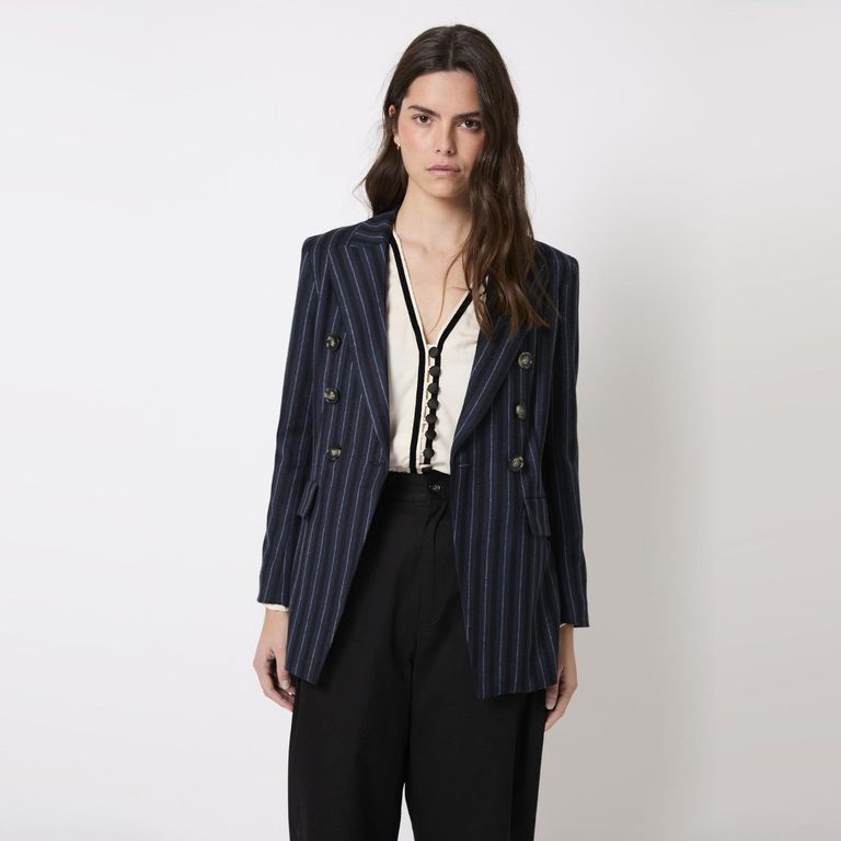 Blazer Cruzada Lana Mujer