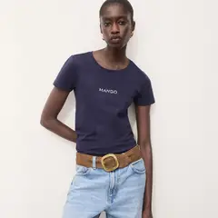MANGO - Polera Algodón Logo Mujer