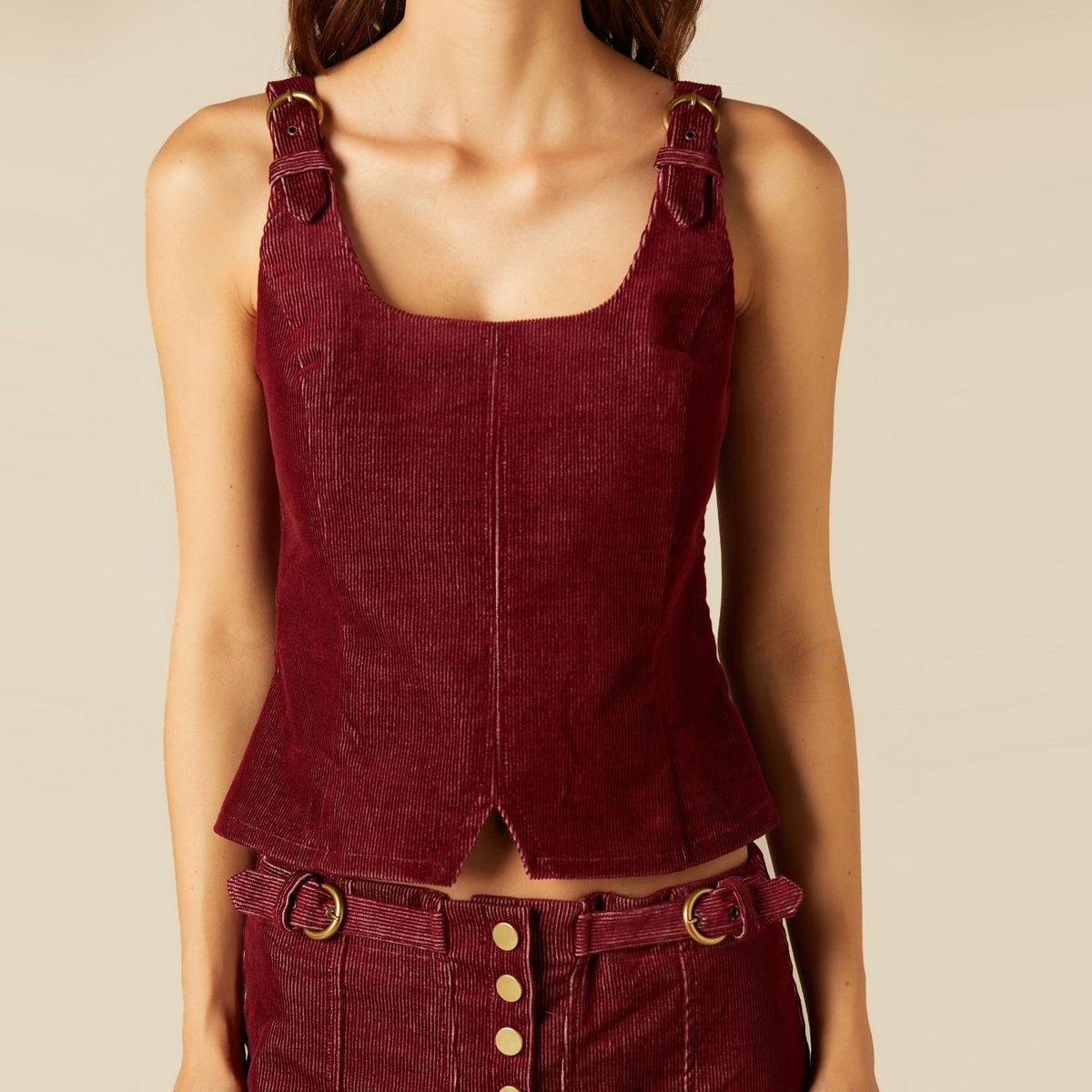 NICOLI - Top Cotelé Hebillas Mujer Nicoli