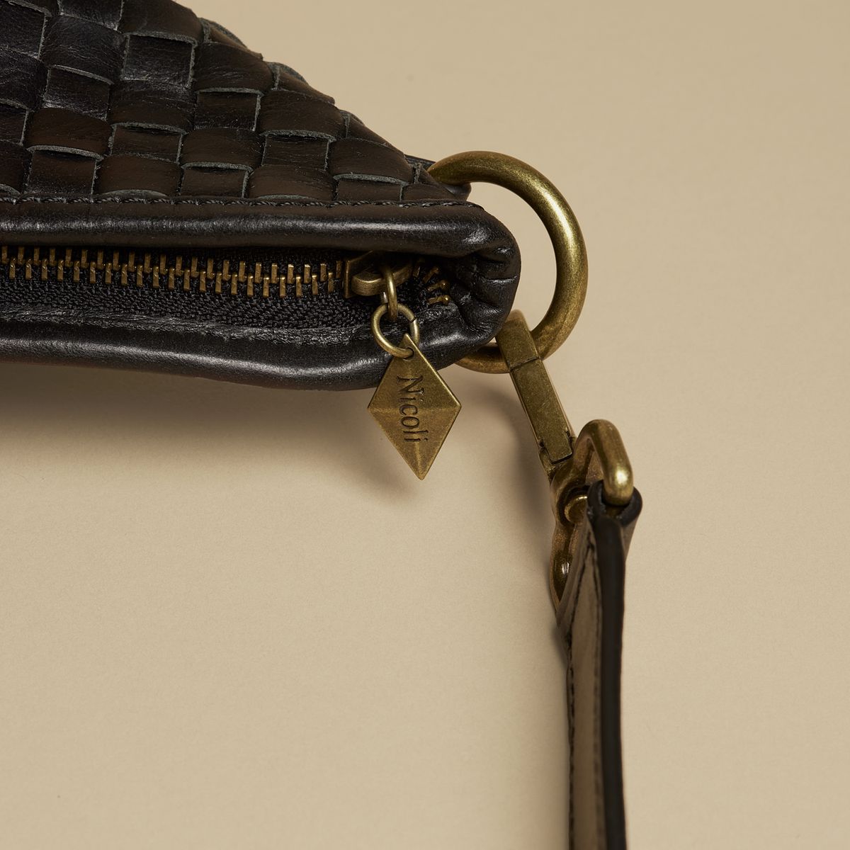 NICOLI - Cartera Trenzada 100% Cuero Mujer Nicoli