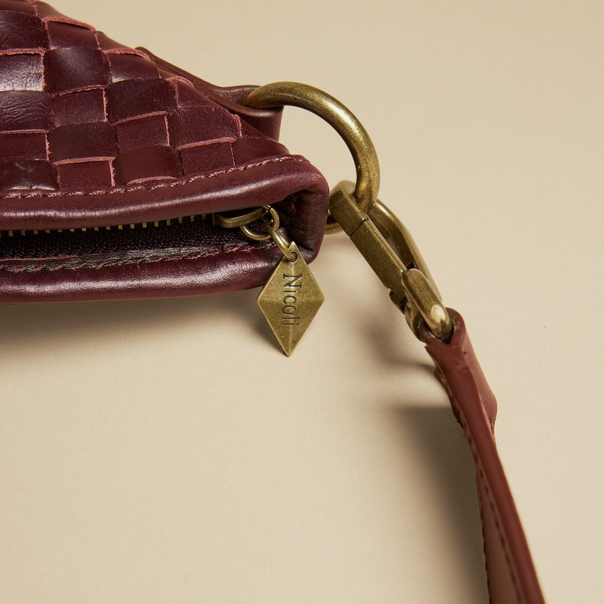 NICOLI - Cartera Trenzada 100% Cuero Mujer Nicoli