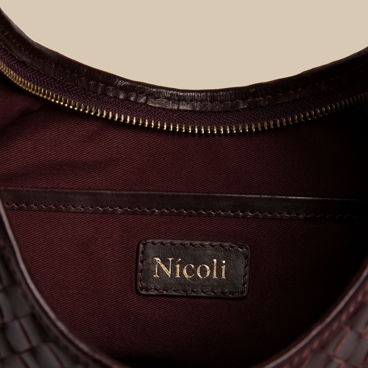 NICOLI - Cartera Trenzada 100% Cuero Mujer Nicoli