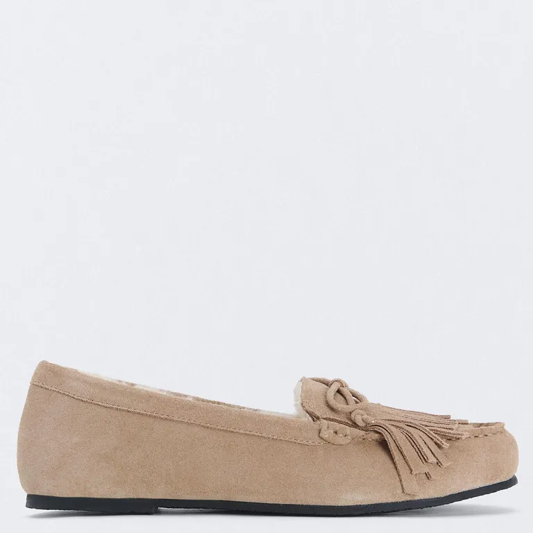 Mocasín Mujer Cuero Beige