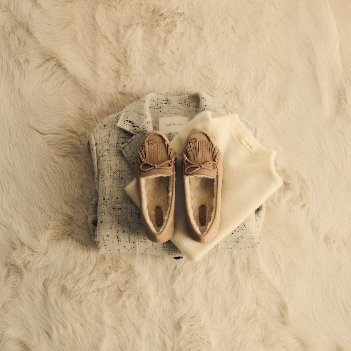 ESEOESE - Mocasín Mujer Cuero Beige