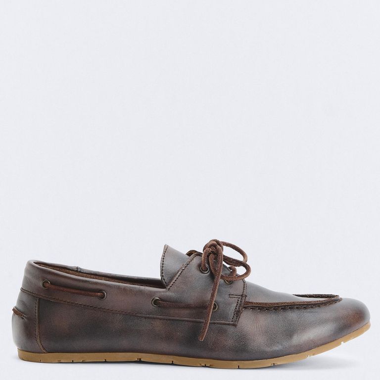 Mocasín Náutico Mujer Cuero Café