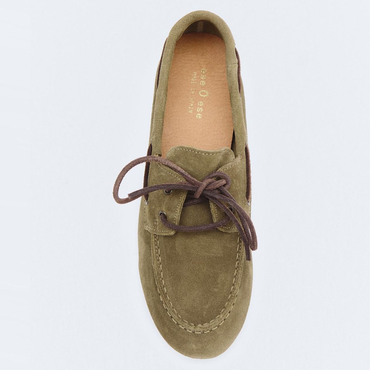 ESEOESE - Mocasín Nautico Mujer Cuero Khaki