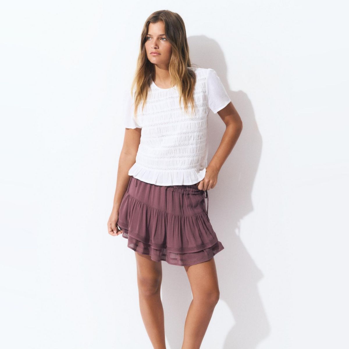BROWNIE - Blusa Smock Detalle Laces Mujer Brownie