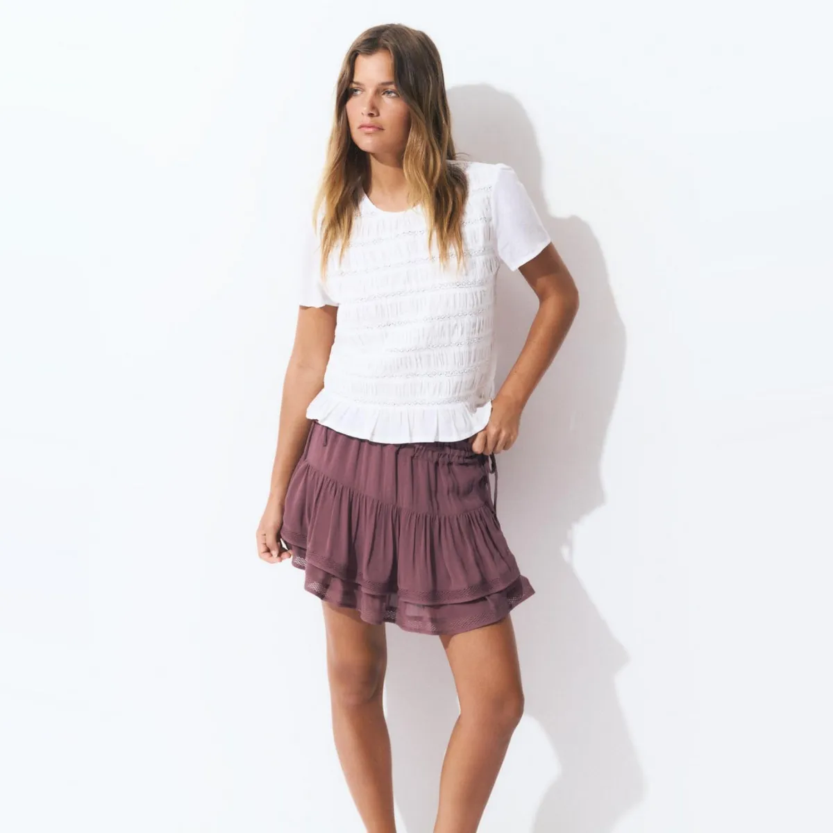 BROWNIE - Blusa Smock Detalle Laces Mujer Brownie