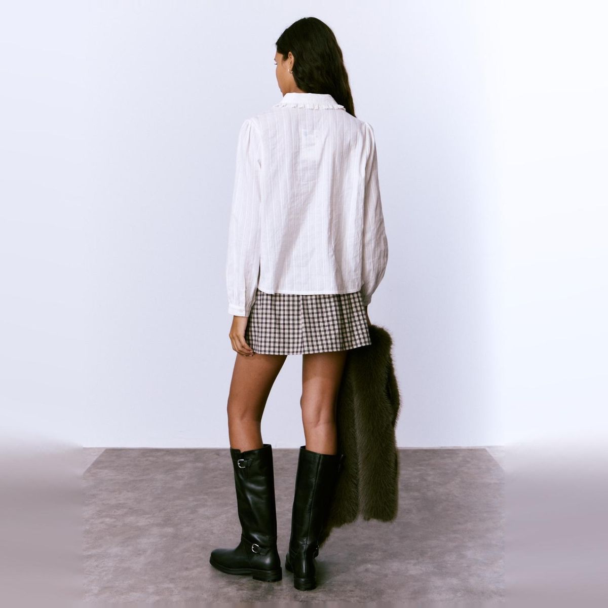 BROWNIE - Blusa Romantica Cuello Bordado Mujer Brownie