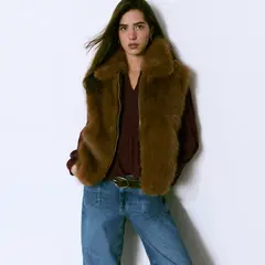 BROWNIE - Chaleco Efecto Pelo Cremallera Mujer