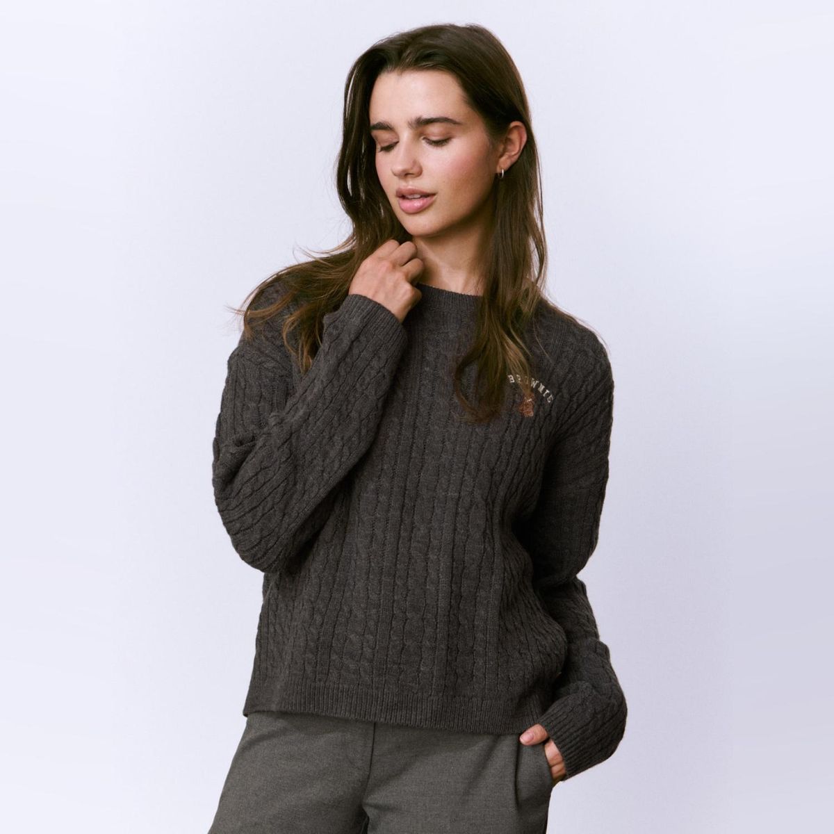 BROWNIE - Sweater Trenzas Bordado Perr Mujer Brownie