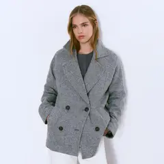 BROWNIE - Abrigo Cruzado Espiga Con Lana Mujer