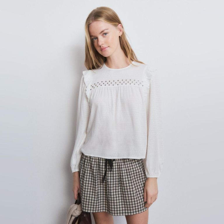 BROWNIE Blusa Manga Volantes Tachas Mujer