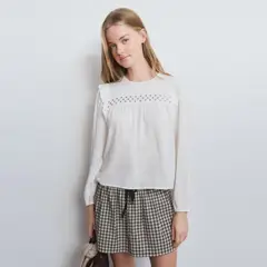 BROWNIE - Blusa Manga Volantes Tachas Mujer