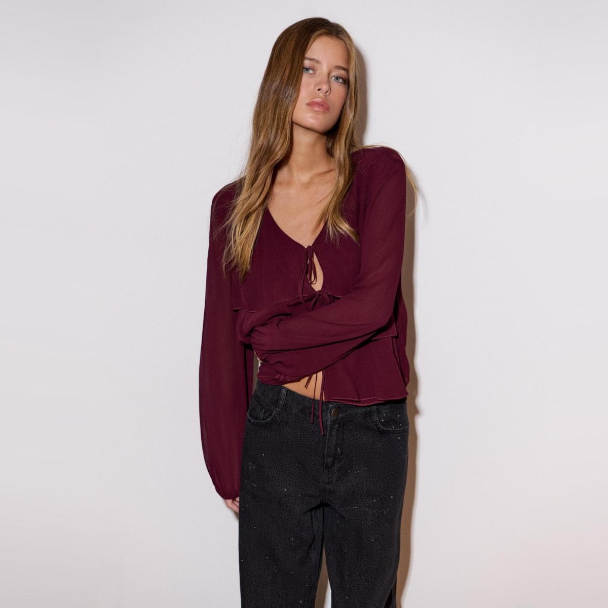 BROWNIE - Blusa Volantes Y Lazos Mujer Brownie