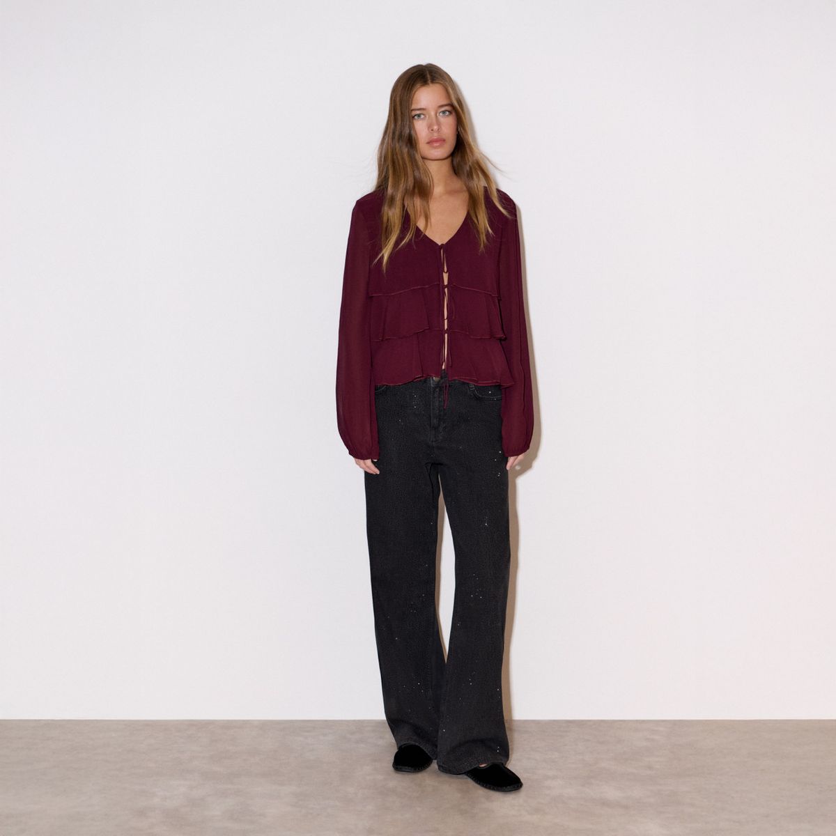 BROWNIE - Blusa Volantes Y Lazos Mujer Brownie