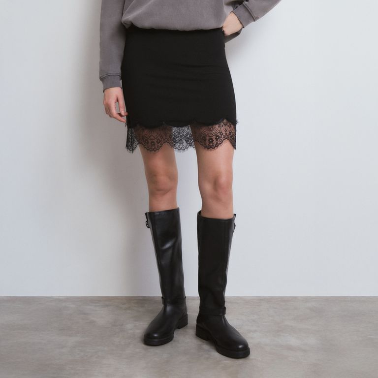Falda Mini Encaje Mujer