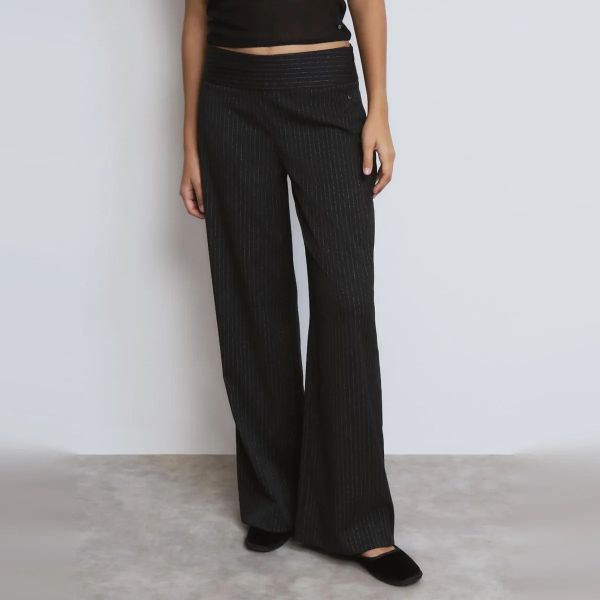 BROWNIE - Pantalón Rayas Cintura Ancha Mujer Brownie