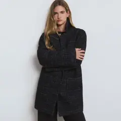 BROWNIE - Abrigo Cuadro Bolsillos Frontales Mujer