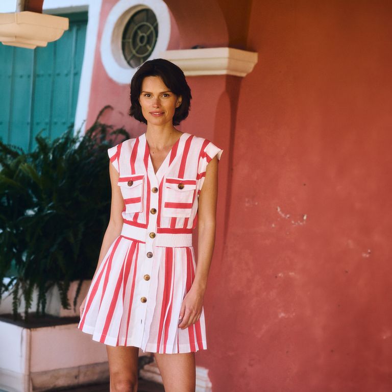 Vestido Rayas Lino Mujer