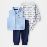 Conjunto 3 piezas Polerón + Body y Pantalón Bebé Niño
