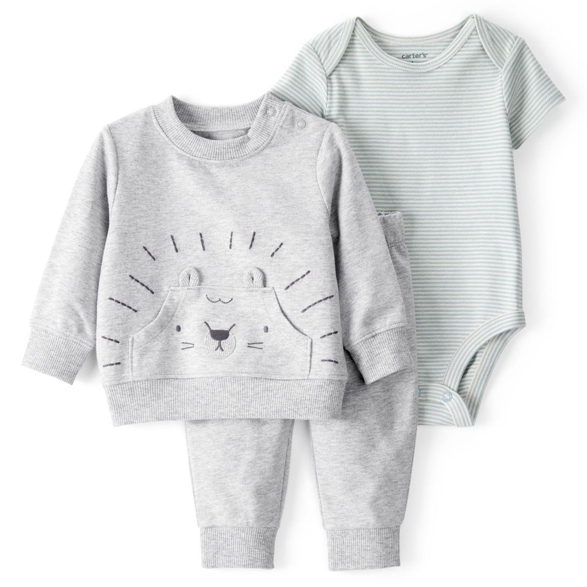 CARTER'S - Conjunto 3 piezas Polerón + Body y Pantalón Bebé Niño Carter's