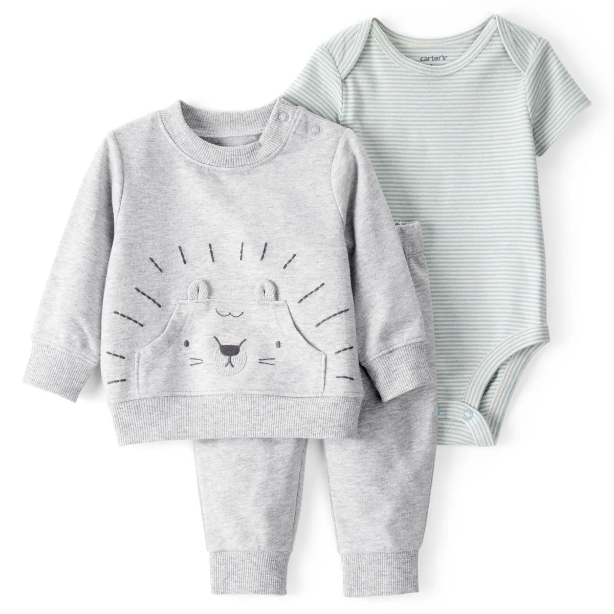 CARTER'S - Conjunto 3 piezas Polerón + Body y Pantalón Bebé Niño Carter's
