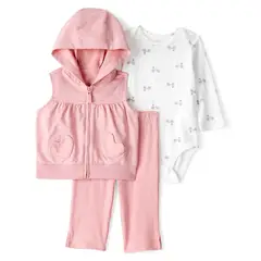 CARTER'S - Conjunto 3 piezas Polerón + Body y Pantalón Bebé Niña