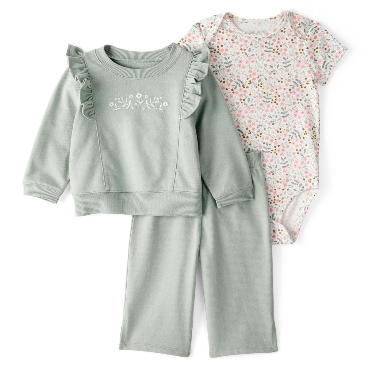 CARTER'S - Conjunto 3 piezas Polerón + Pantalón y Body Bebé Niña Carter's