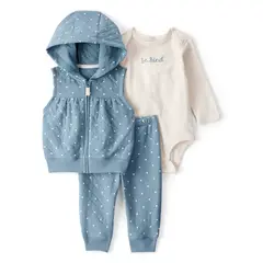 CARTER'S - Conjunto 3 piezas Polerón, Pantalón Buzo y Body Bebé Niña
