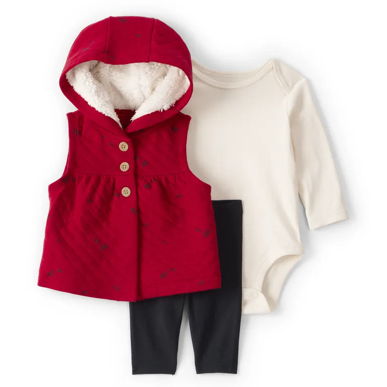 Conjunto 3 Piezas Chaqueta, Pantalón y Body Bebé Niña