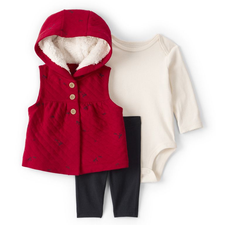 Conjunto 3 Piezas Chaqueta, Pantalón y Body Bebé Niña