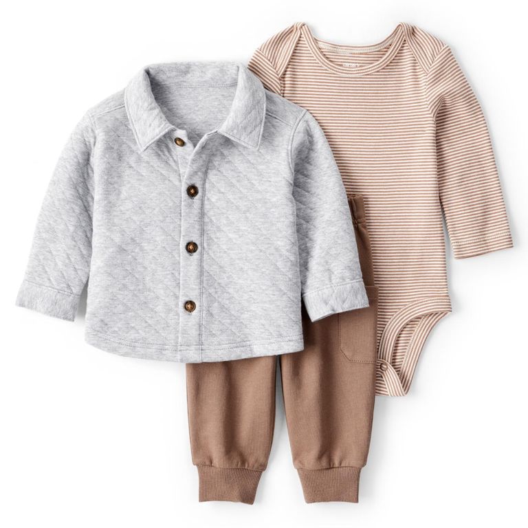 Conjunto 3 piezas Poleron, Pantalón Buzo y Body Bebé Niño