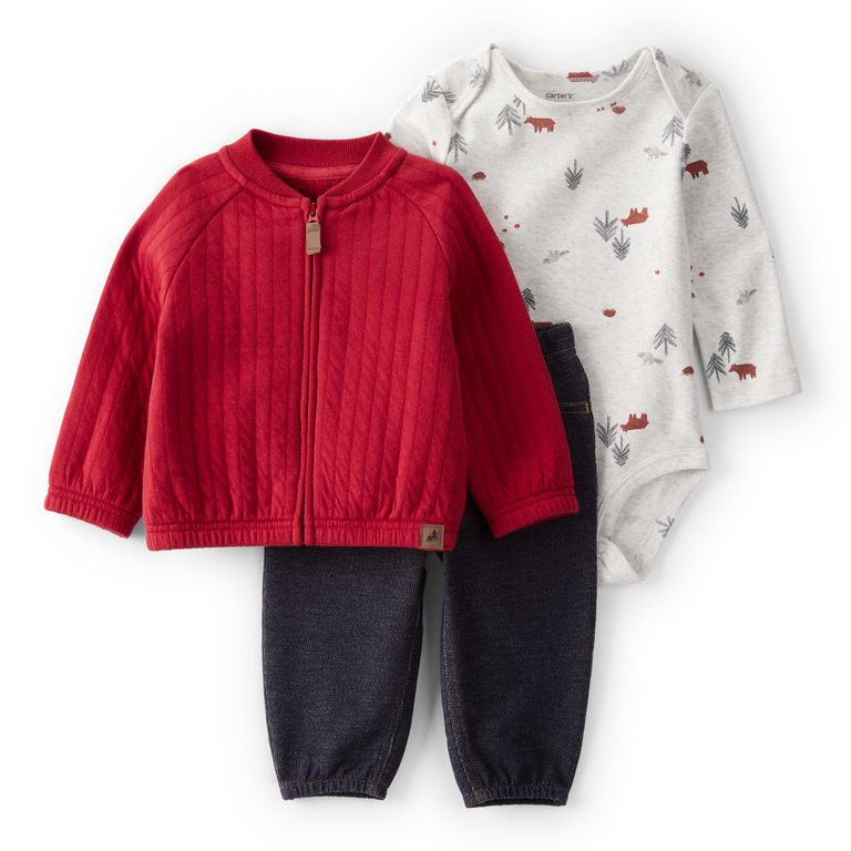 CARTER'S Conjunto 3 piezas Polerón, Pantalón y Body Bebé Niño