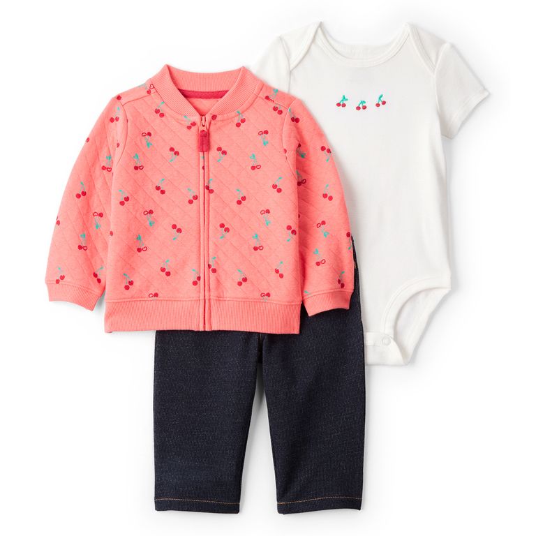 Conjunto 3 piezas Poleron, Pantalón y Body Bebé Niña